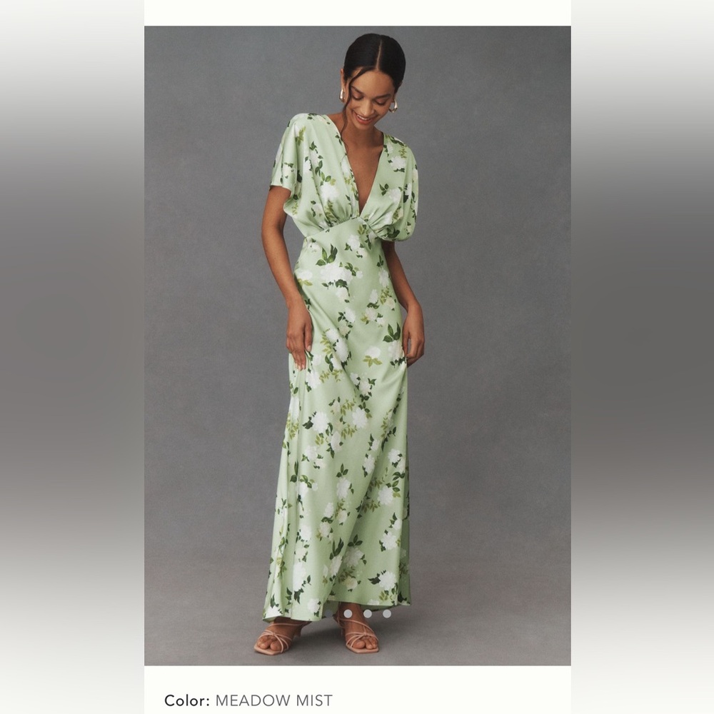 BHLDN Meadow Mist Green Floral Dress
